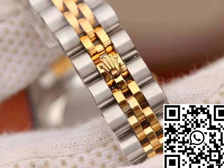 Dial Datejust Silver Yellow 28MM Rolex Gold 18K Lady 0105